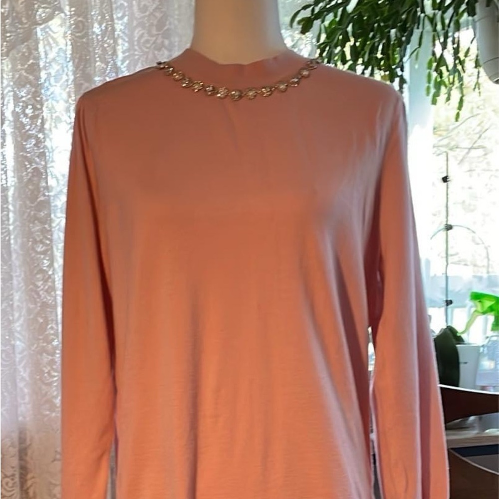 Liz Claiborne petite pink embellished sweater Lg Petite